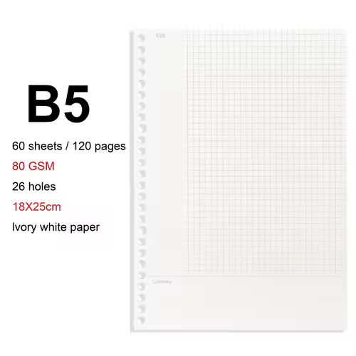 A4/B5/A5 Loose Leaf Refill Binder Notebook Blank/Line/Grid/Cornell Replacable Metal Ring Office&School Supplies Stationery - Image 12