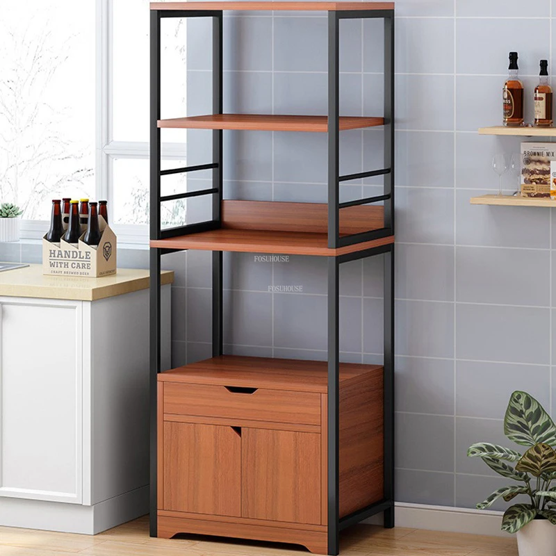 Nordic Multi-Layer Cabinets Simple Kitchen Furniture Home Floor-To-Ceiling Wood Rack Tableware Supplies Storage Cabinet