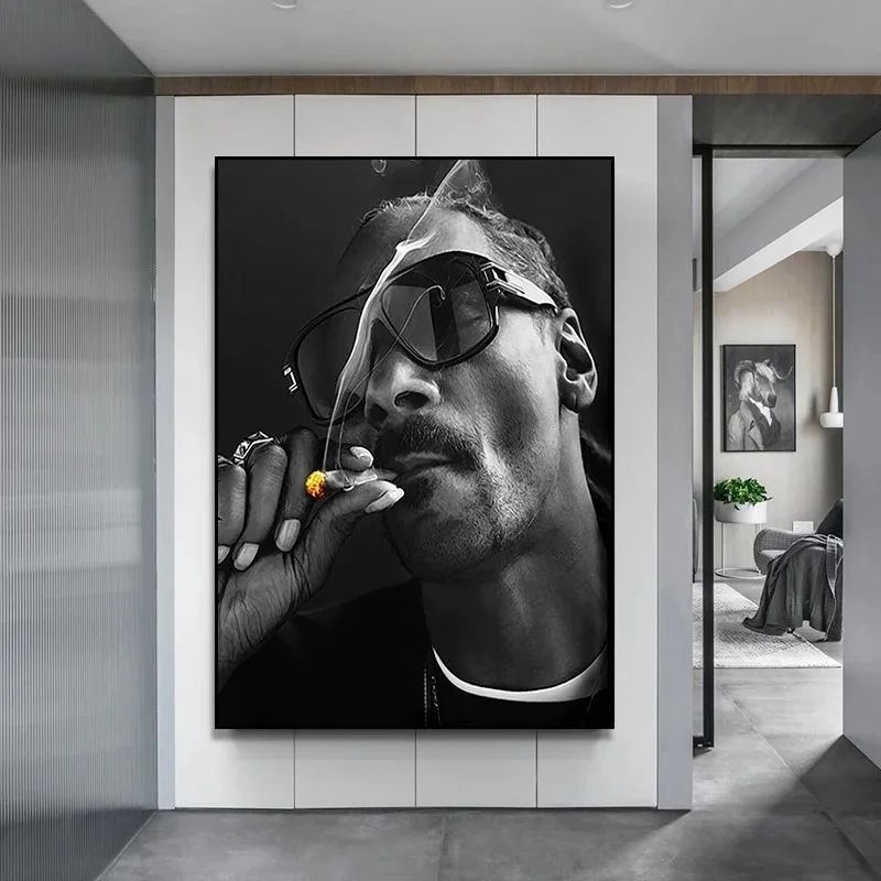 Rapper Snoop Dogg Photo Canvas Posters Black and White Canvas Print Art Mural for Modern Home Boy Bedroom Decoration Gifts