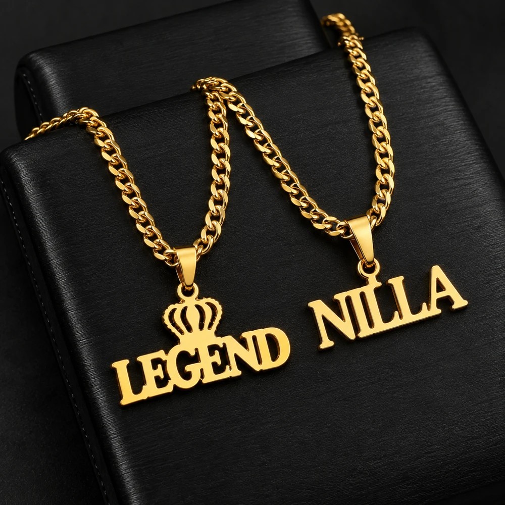 Customized Nameplate Necklace for Men Stainless Steel Cuban Chain Pendant Personalized Jewelry Gift Daily Wear Dropshipping