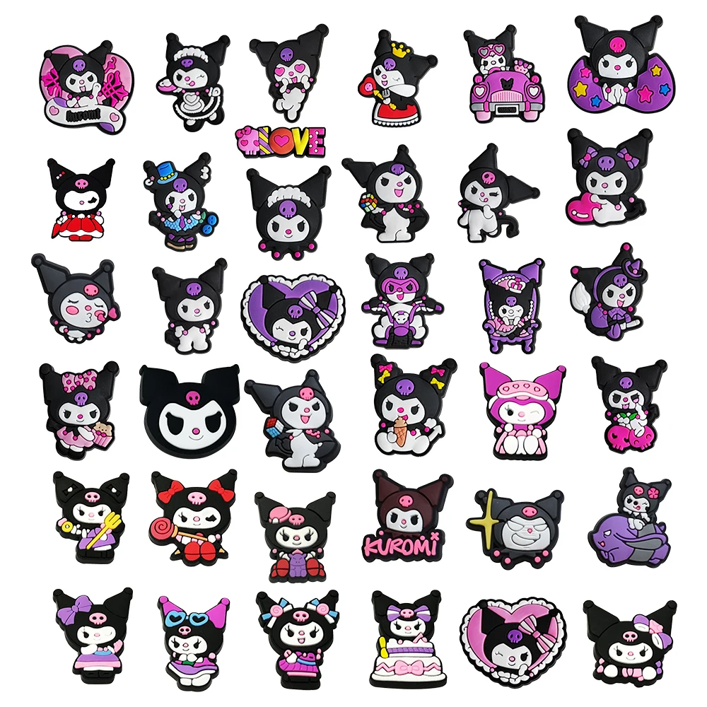6/66PCS Cartoon Kuromi Shoe Charm Mix Wholesale PVC Decor Buckle Sandal Clog Bag wristband Detachable Waterproof To X-MAS Gift