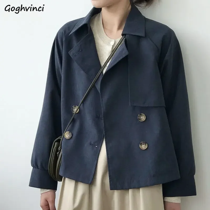 Long Trench Women Sweet Design Retro Creativity Casual Outwear Basic Ulzzang All-match Stylish Loose New Preppy Style Minimalist