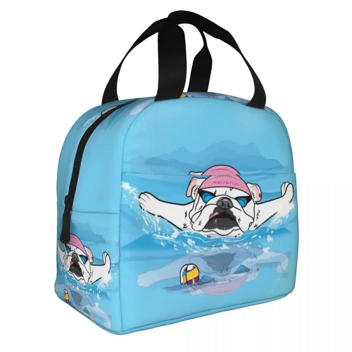 Cute English Bulldog Lunch Bag Portable Insulated Thermal Cooler British Dog Lunch Tote for Women Children School Food Bento Box