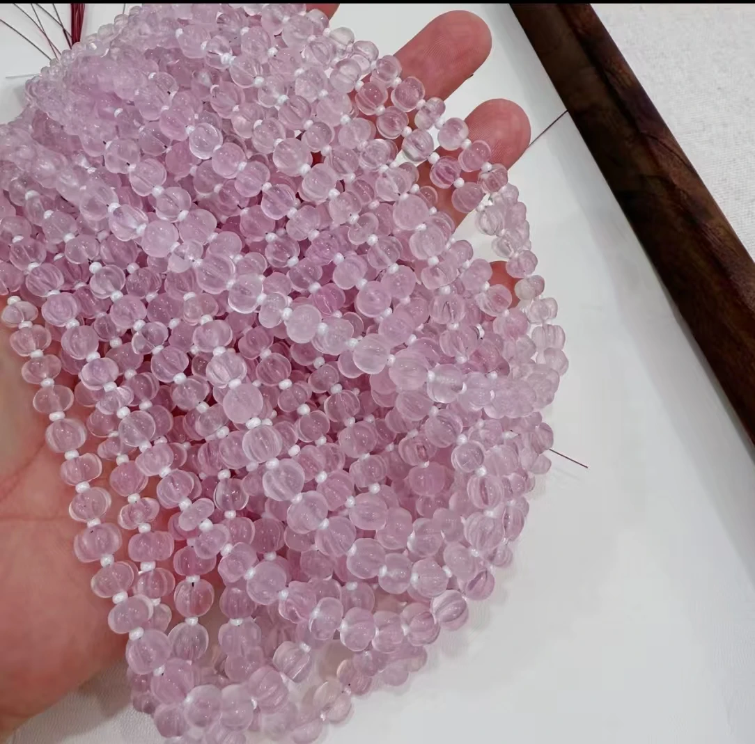 

Rose Quartz carved pumpkin pink 5-7mm 40cm for DIY jewelry necklace nature loose beads