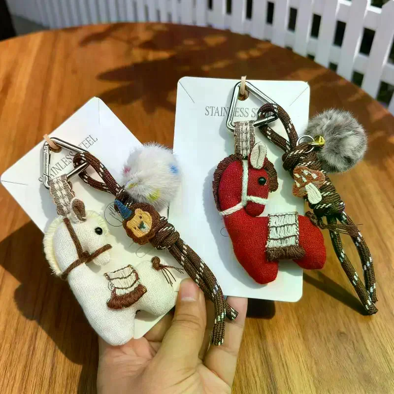 1 stks schattige pony alpaca pop sleutelhanger tas hanger dier pop sleutelhanger voor autosleutels accessoires creatieve geschenken