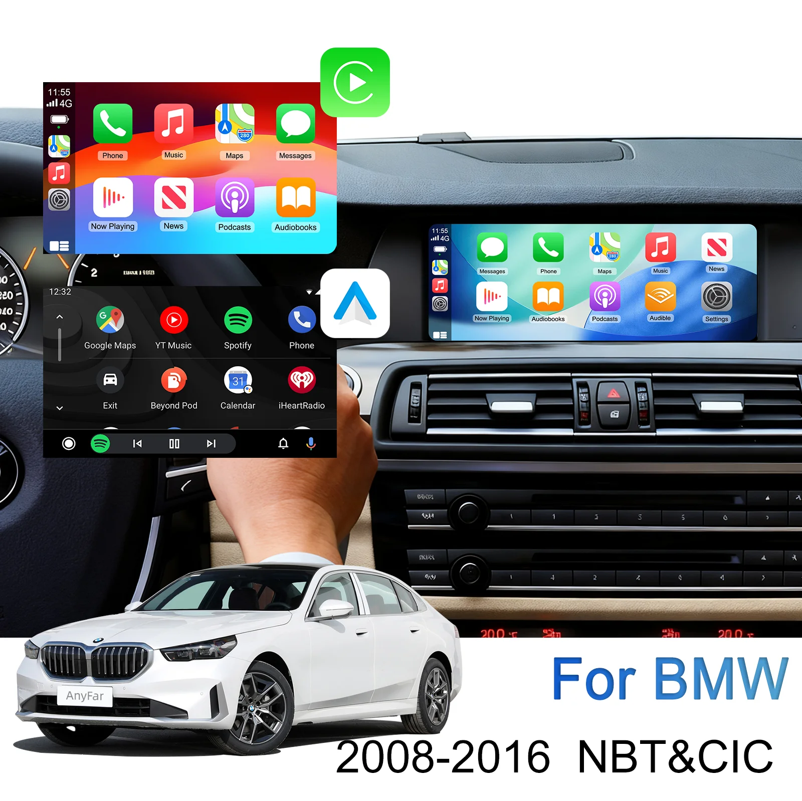 Ezonetronics Wireless CarPlay Android Auto Retrofit Kit Decoder Box for 2008-2016 BMW NBT/CIC 1 2 3 4 5 6 7Series X1 X3 X4 X5 X6