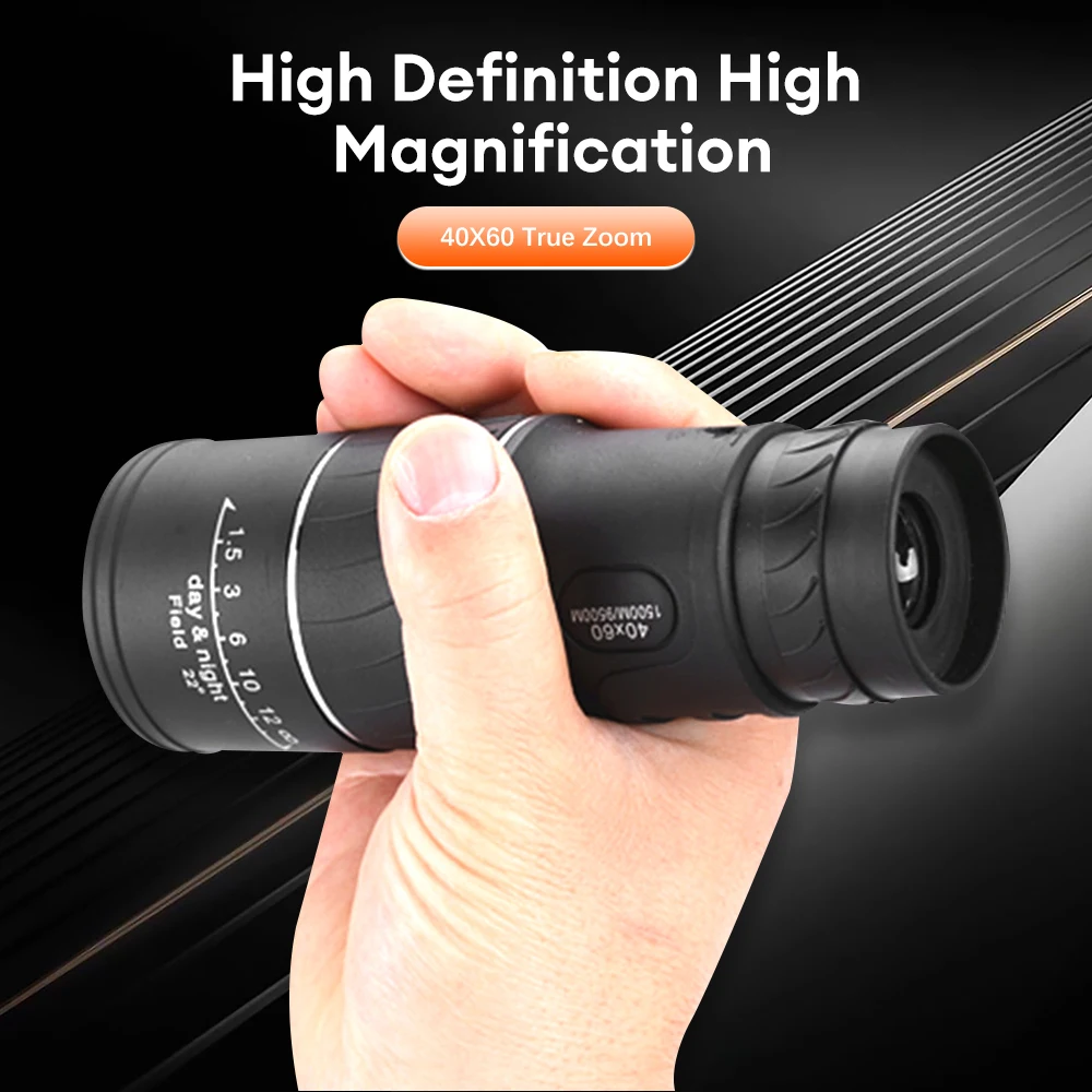 40x60 HD Optics Portable Telescope BAK4 Professional Monocular Zoom Telescope Night Hunting Optic Scope Big Vision Telescopio