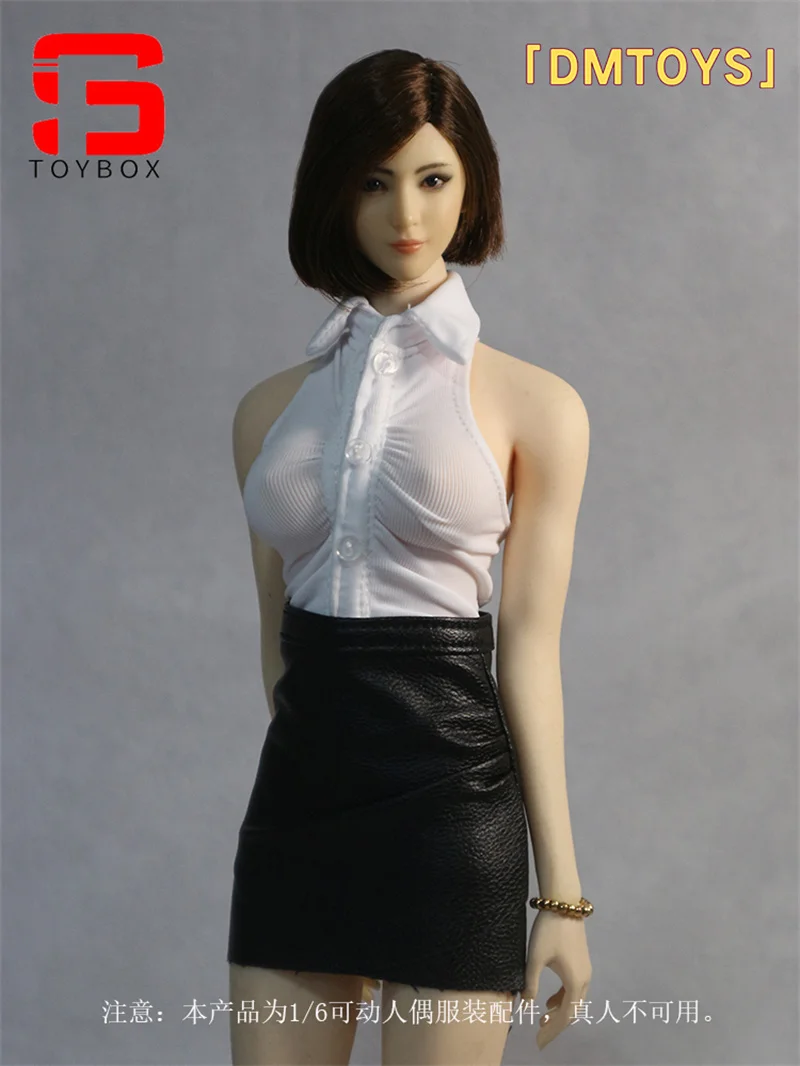DMTOYS 1/6 เสื้อแขนกุดหนังกระโปรงสั้นสถานที่ทํางานเลขานุการเสื้อผ้ารุ่น 12 ''ทหารหญิง Action Figure Body