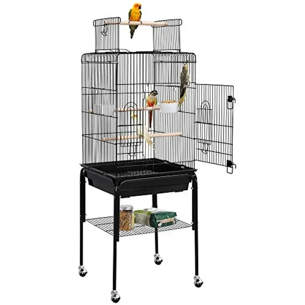 

Parrot Bird Cage Play Top Detachable Stand Easy Cleaning Feeding System