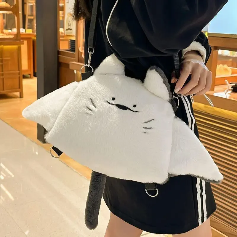 

Мягкие милые плюшевые рюкзаки с изображением манты, пушистые мультяшные животные, сумка через плечо, повседневная плюшевая школьная сумка, женские кавайные подарки