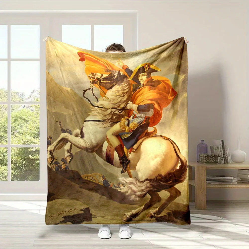 Napoleon Bonaparte Equestrian Battle Scene Tapestry Wall Hanging Vintage French History Art Decor