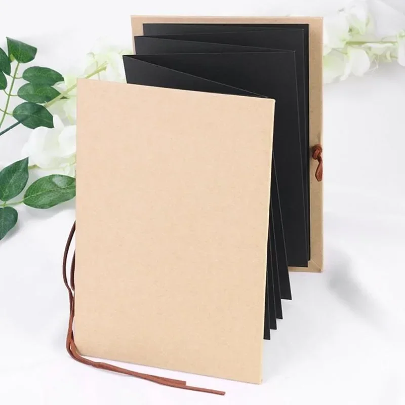 Kraft Paper Photo Album Hardcover Accordion Style DIY Photo Ablum Book Blank Scrapbook for Graduation Anniversary Gifts