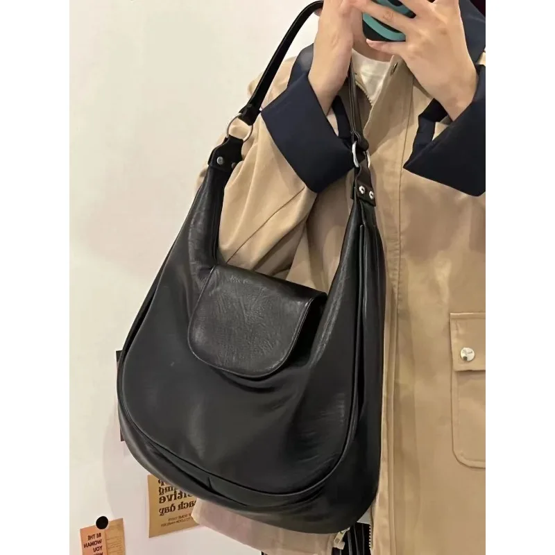 

Женская большая сумка премиум-класса, такая же большая вместительная сумка на плечо, пригородная сумка, изысканная, простая, универсальная, повседневная, модная, винтажная