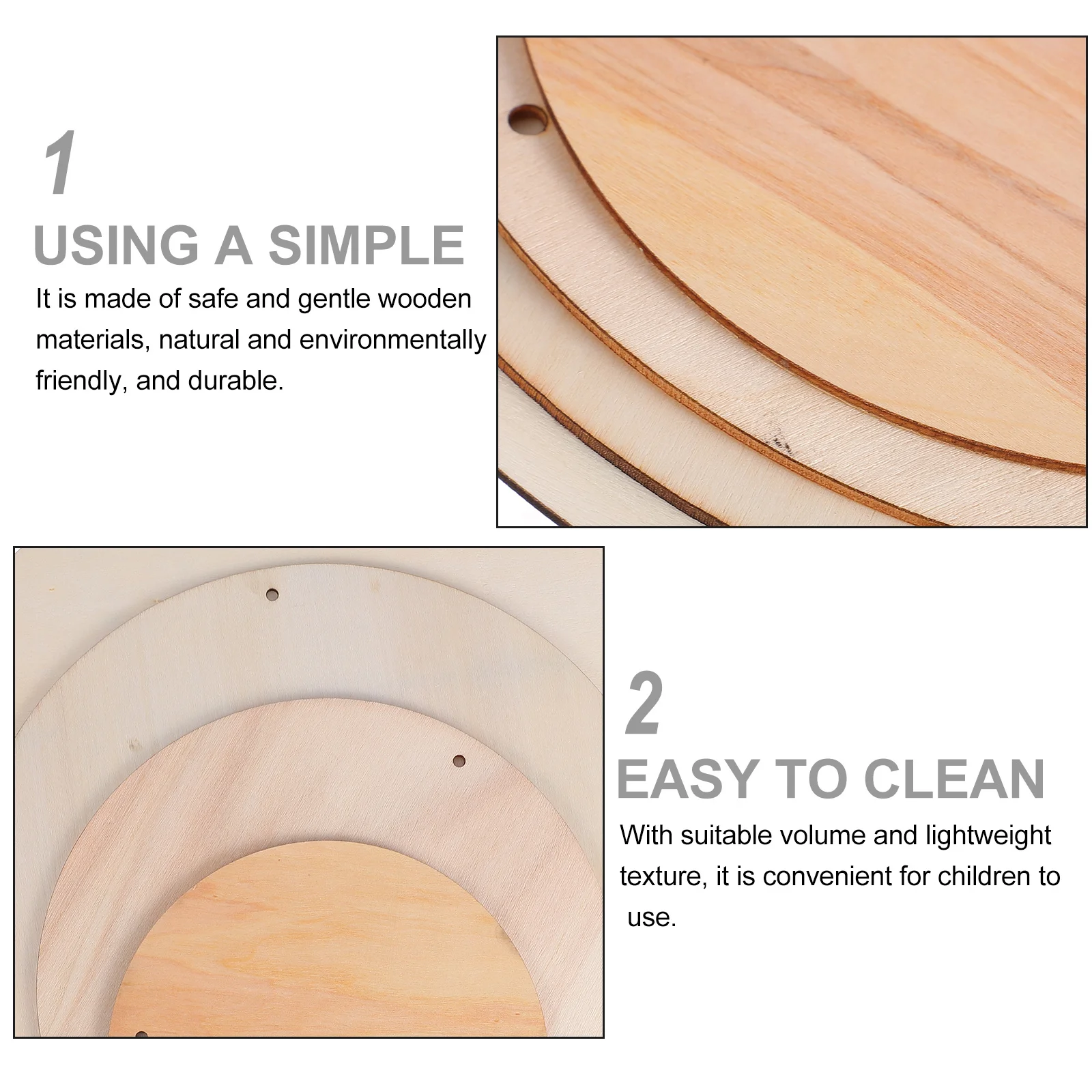 4 قطعة لوحات دوائر فارغة خشبية طبيعية قطع خشبية غير مكتملة دهان داي حرفية رسم بلاط قطعة خشبية غير مكتملة