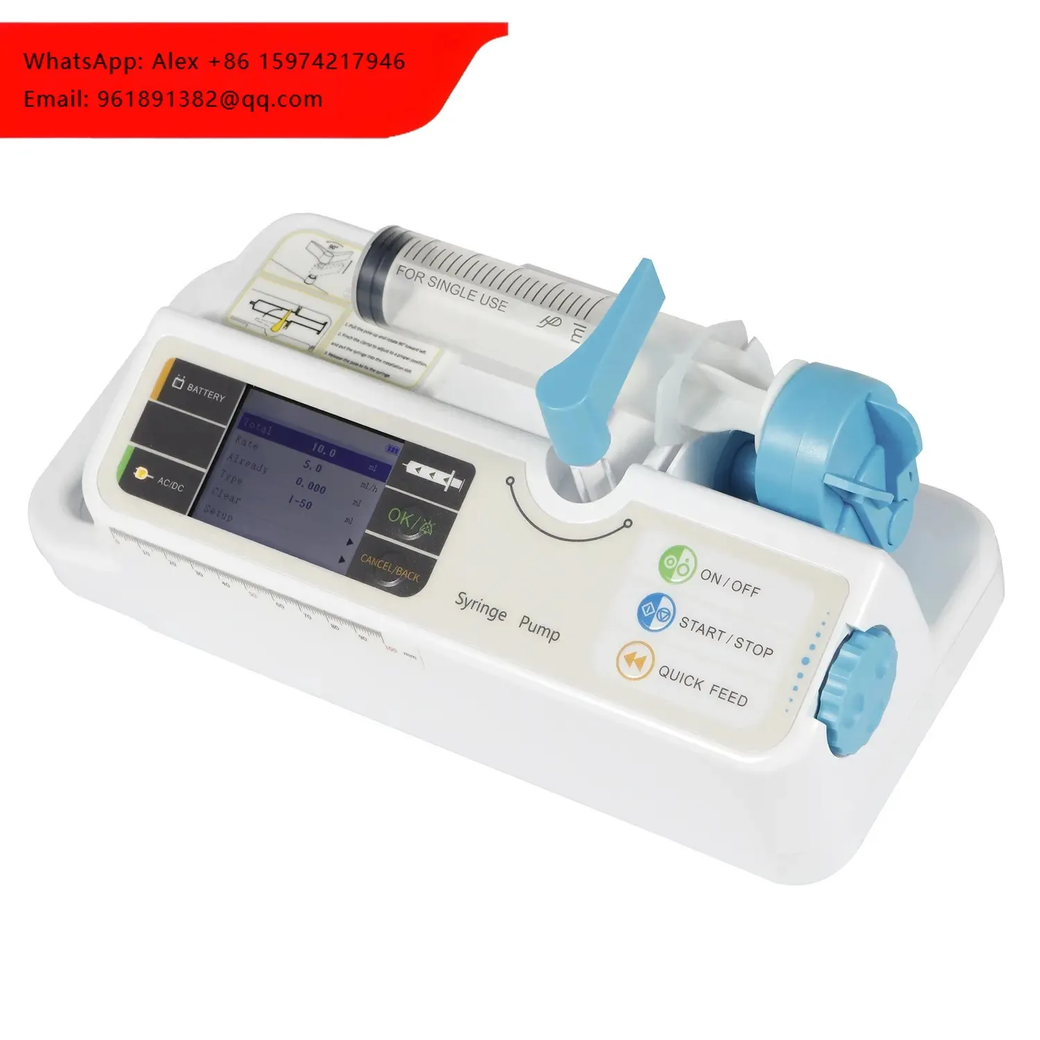 

MYDK-CONT SP950 Hospital Micro Syringe Pump Plastic And Metal Electric Power Source ICU Use Class II 1 Year Warranty