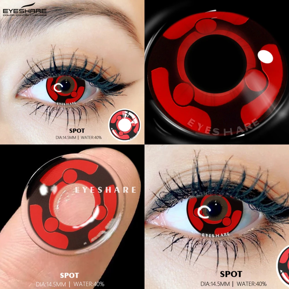 EYESHARE 1 Paar Sharingan Kontaktlinsen für Augen Cosplay Linsen Red Anime Lense Hatake Kakashi Linsen Jährlich Augen Kontaktlinsen