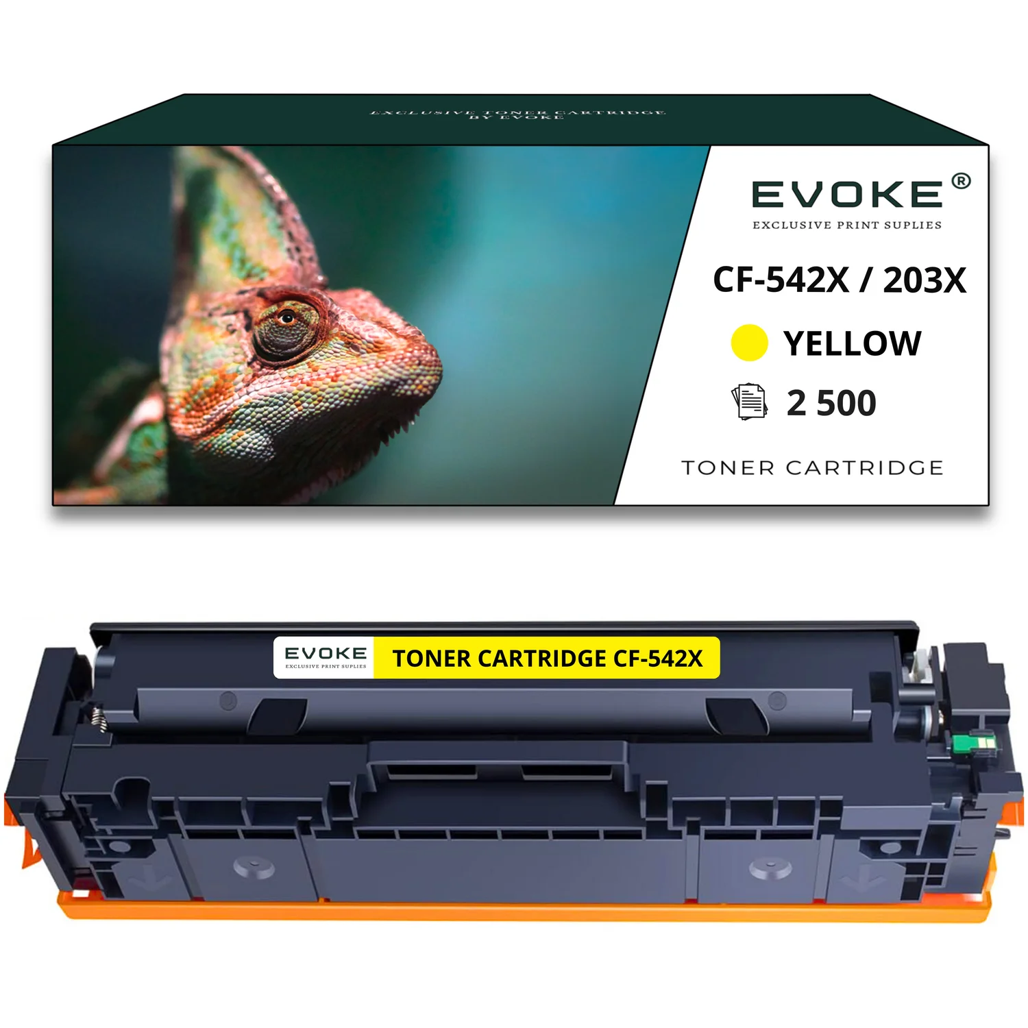Evoke Compatibele Toner voor Hp I Canon Cf542X Cf-542X 203X Crg-054H Crg054H Geel 2500 Pagina's Kleur Laserjet Pro M254Nw M280Nw M281Fw; Canon met Cartridge Crg-054H