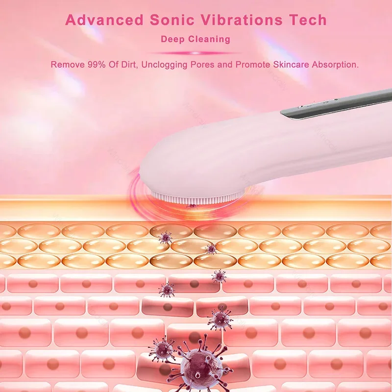 Sonic IPX7 waterdichte gezichtsreinigingsborstelapparaat Siliconen gezichtsscrubber Peeling Cleaner Trillingsstimulator Diepe reiniging