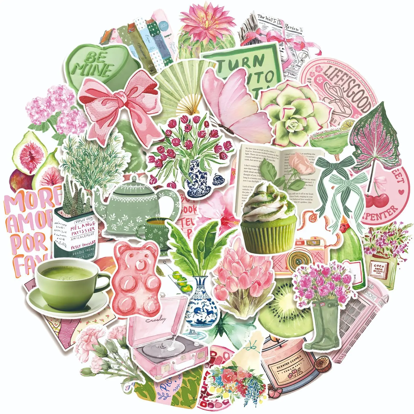 10/30/50PCS INS Rosa Verde Stile Estate Adesivi Del Fumetto Personalità Creativa Doodle Decalcomania Impermeabile Roy Regalo FAI DA TE tazza di acqua