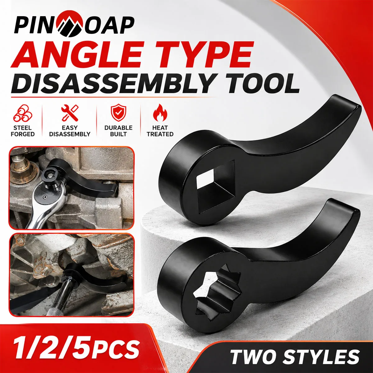 PINMOAP 1/2/5PCS Wrench Open End Spanner Head Ratchet Adapter Durable Hand Tool For Auto Repair Plumbing Mechanical Maintenance