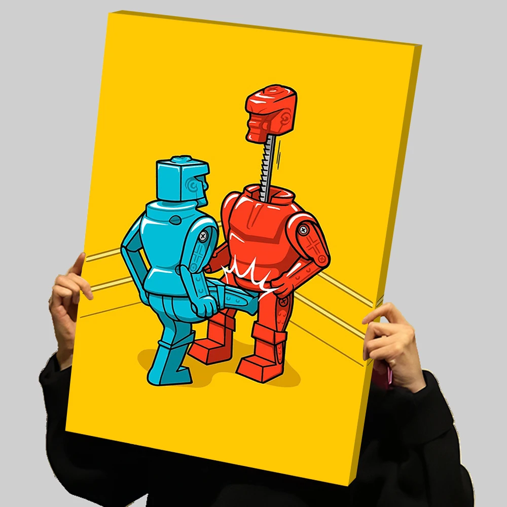 الأزرق ركلة الملاكم يطبع ملصق صور لغرفة المعيشة ديكور مخصص الملاكمة حائط لوح رسم الفن ديكور المنزل الحديث الألعاب