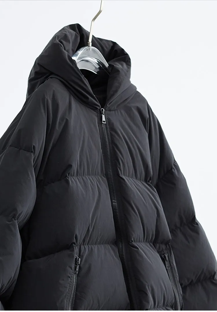 So Hot That You'Ll Sweat~ Duck down Oversized down Jacket, Unisex, 2026 Winter New Style, Loose Black Hooded Coat