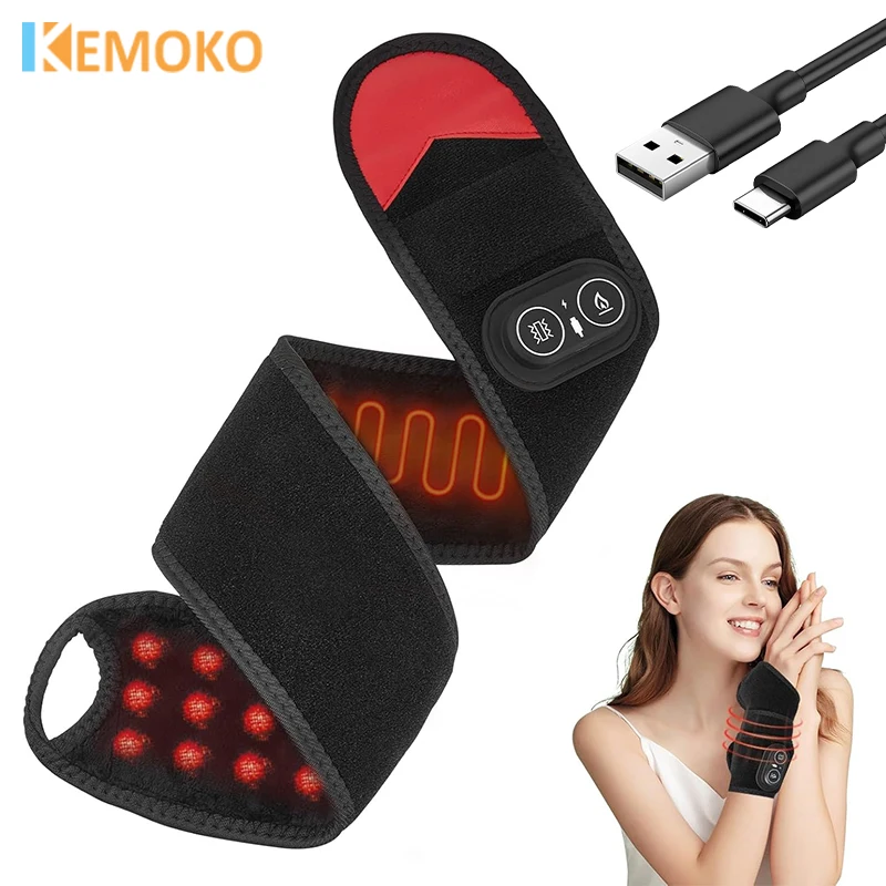 

Electric Heated Wrist Joints Brace Heating Pad 3 Level Temperature Wrist Injury Rheumatism Tendonitis Warmer Support Wristbands