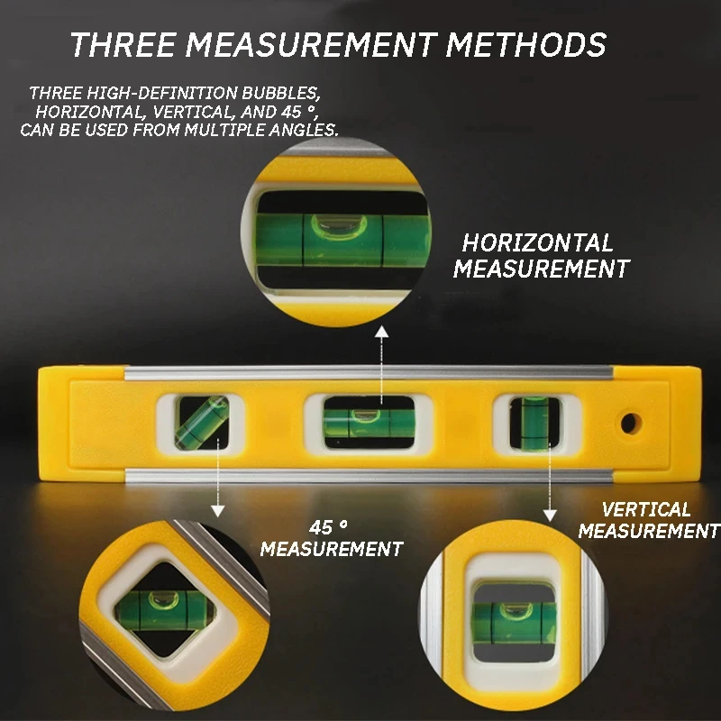 2pcs Level Gauge Aluminum Alloy,three BubblesMulti Directional Measurement,Strong Magnetic Mini Three Type Level Gauge