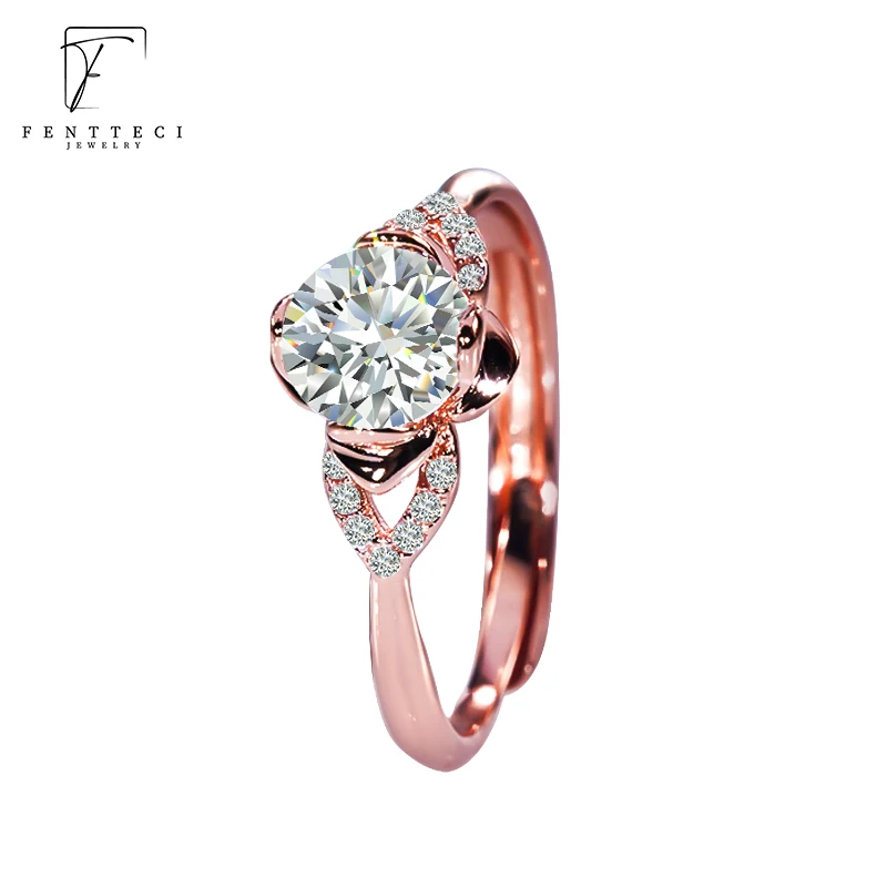 

PRINGXY Wedding Luxury High-End Flower Bud Shining Plated 18K Gold 925 Sterling Silver Diamond Ring For Women Anniversary Gifts