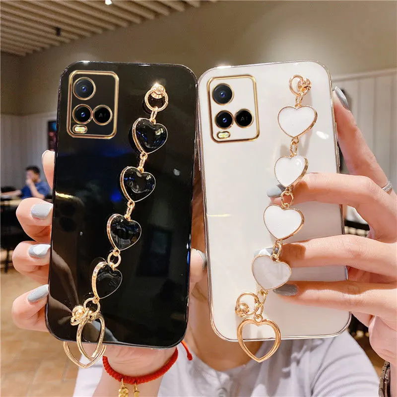 Luxury Plating Love Bracelet Anti-fall Case for Vivo Y21 Phone Cases For vivo Y33S Y21S Y21 Sexy Cover Case Y21 S Y33S 4G