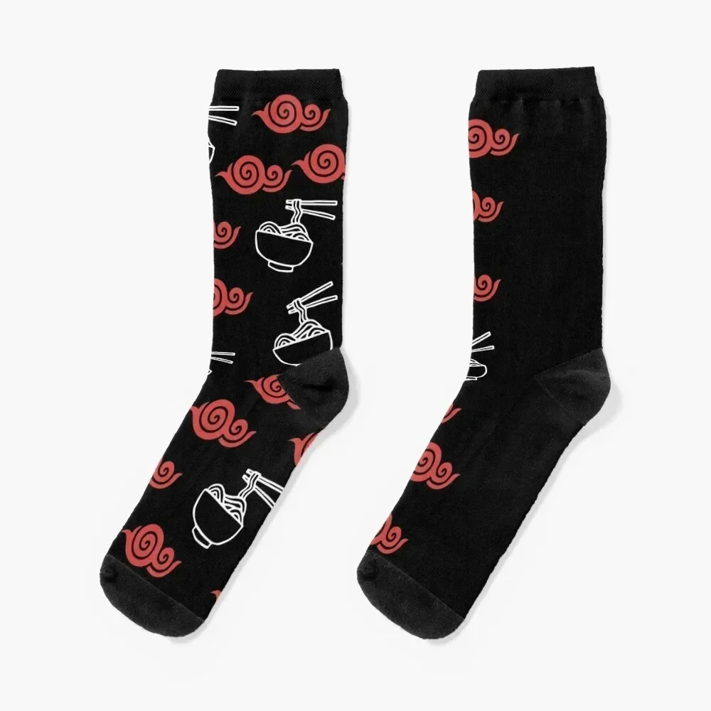 

Japanese Ramen with Red Cloud Pattern Anime Socks hiphop soccer anti-slip Ladies Socks Men's