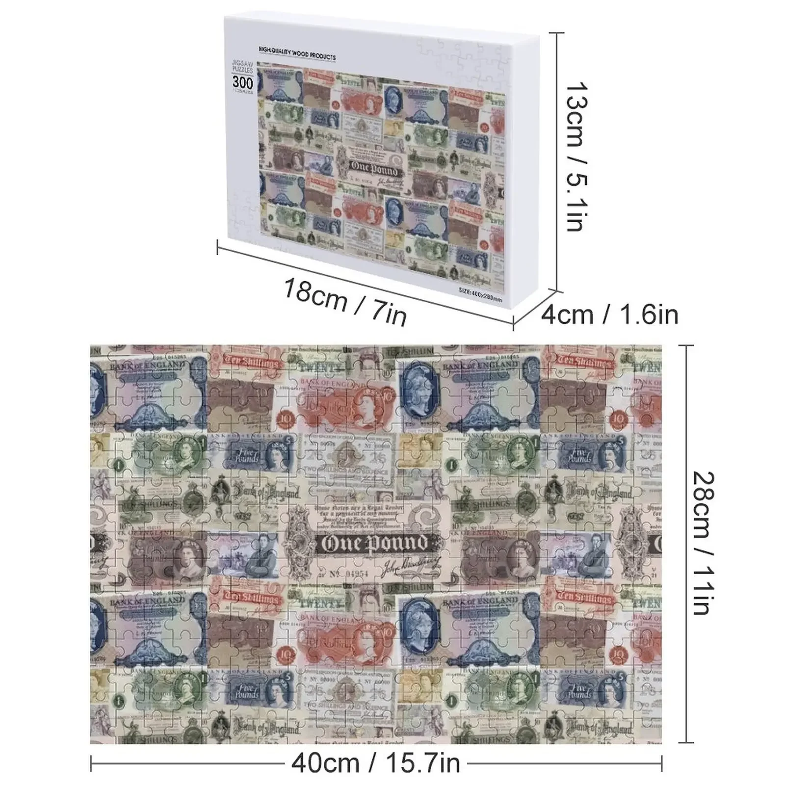 영국 지폐 직소 퍼즐 나무 이름 사진 맞춤형 퍼즐