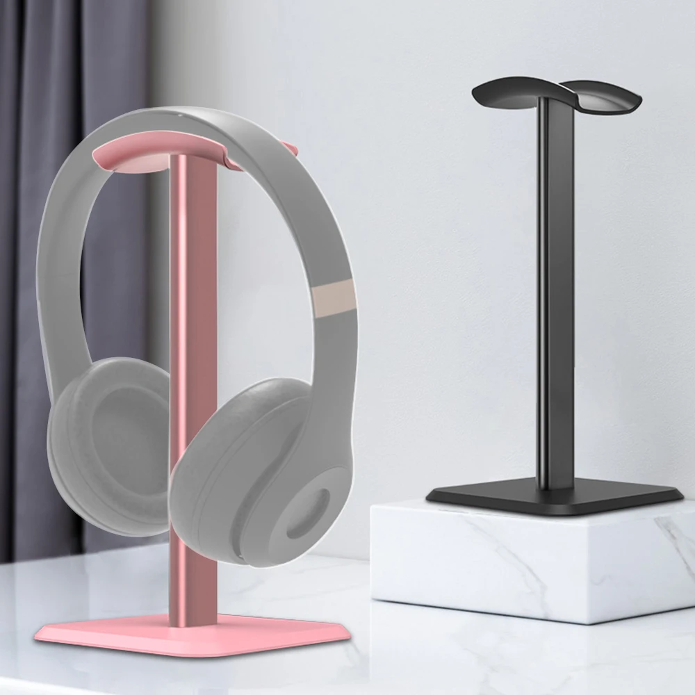 Headphone Stand Headset Holder Earphone Stand with Supporting Bar Aluminum Flexible Headrest ABS Solid Base for All Headphones