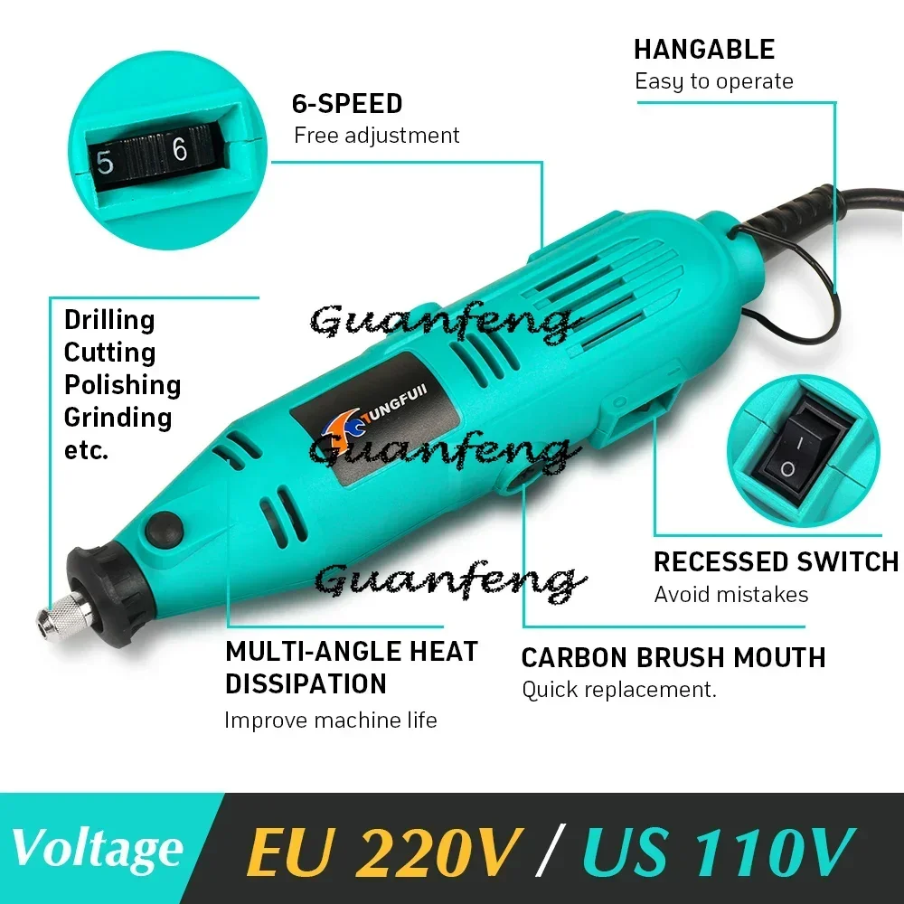 110V 220V Power Tool Electric Mini Drill Grinder Engraver Polisher Mini Rotary Tool With Dremel Accessories Variable Speed