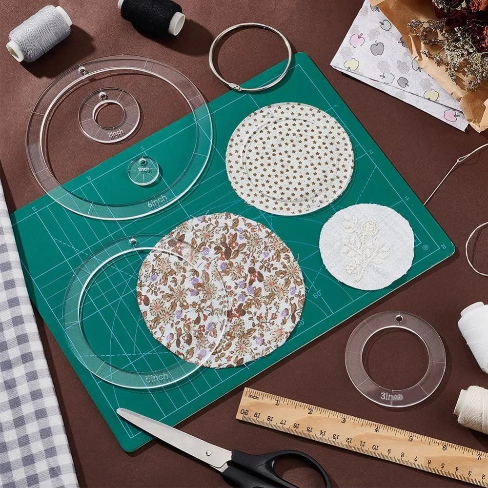 6 Pcs Circle Quilting Template with Binder Rings