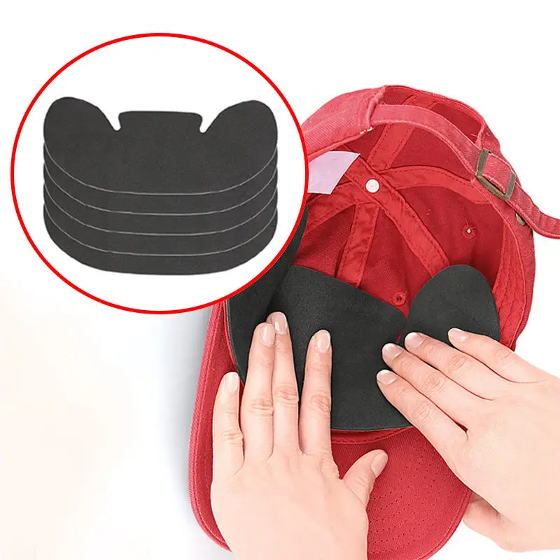 10PCS Black Self-Adhesive EVA Hat Sweat Liner Cap Brim Pad Anti Dirt Forehead Cushion Sticker for Baseball Caps Outdoor Sports