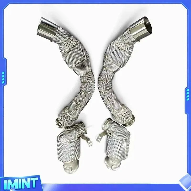High Flow Heat Shield SS304 Stainless Steel Downpipe Fit for X6 X6M 4.4T V8 2019-2023 Heat Insulation Performance Upgrade