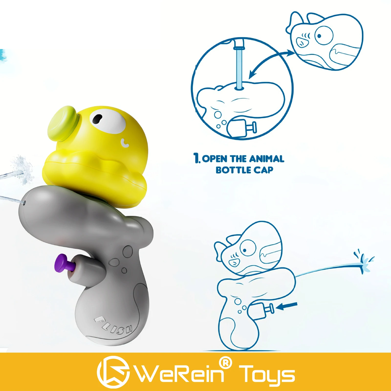 Mini pistola ad acqua giocattolo animale dell'oceano forma carina giocosa nuoto irrigatore d'acqua gioco all'aperto per bambini giocattoli a tema animali