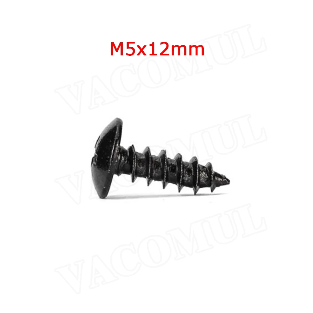 Universal Car Bumper lip Installation Screws Cross Mushroom Head Black Carbon Steel Phillips Head Self-tapping Screws M4 M5