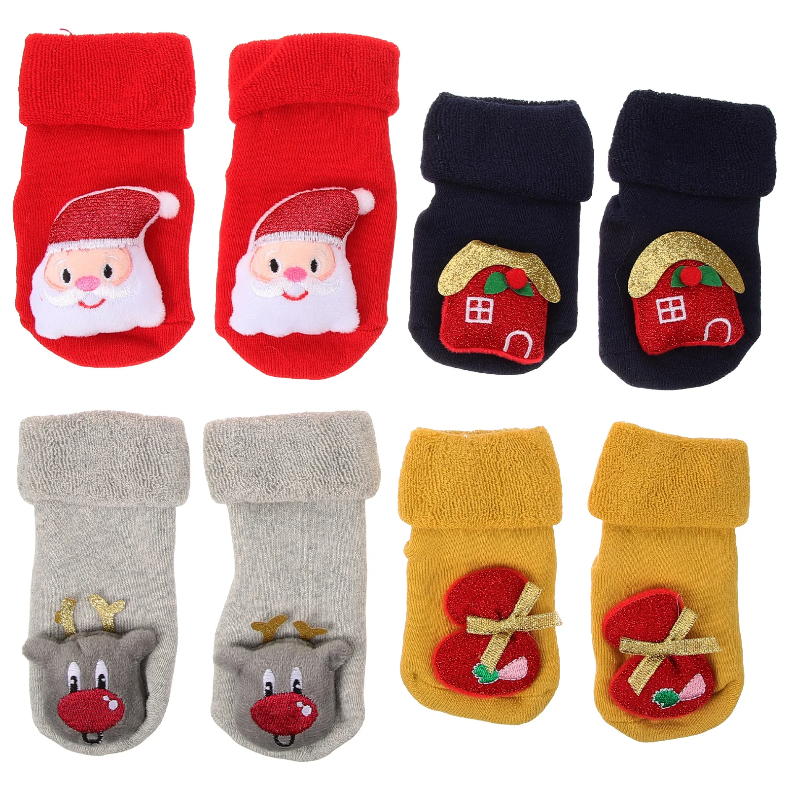 

Knitted Winter Floor Soft Anti-Slip Cotton For Knitted Kids Holiday Gift Christmas Floor Socks Warm Crew Socks