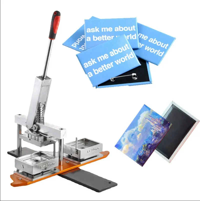 65*90mm Tin Rectangle Fridge Magnet Making Machine + Paper Cutter + 1000pcs Fridge Magnet Materials