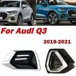 For Audi Q3 2019-2021 Car Front Bumper Fog Light Frame Foglamp Cover Chrome Bezel Daytime Running Light Grille Auto Accessories