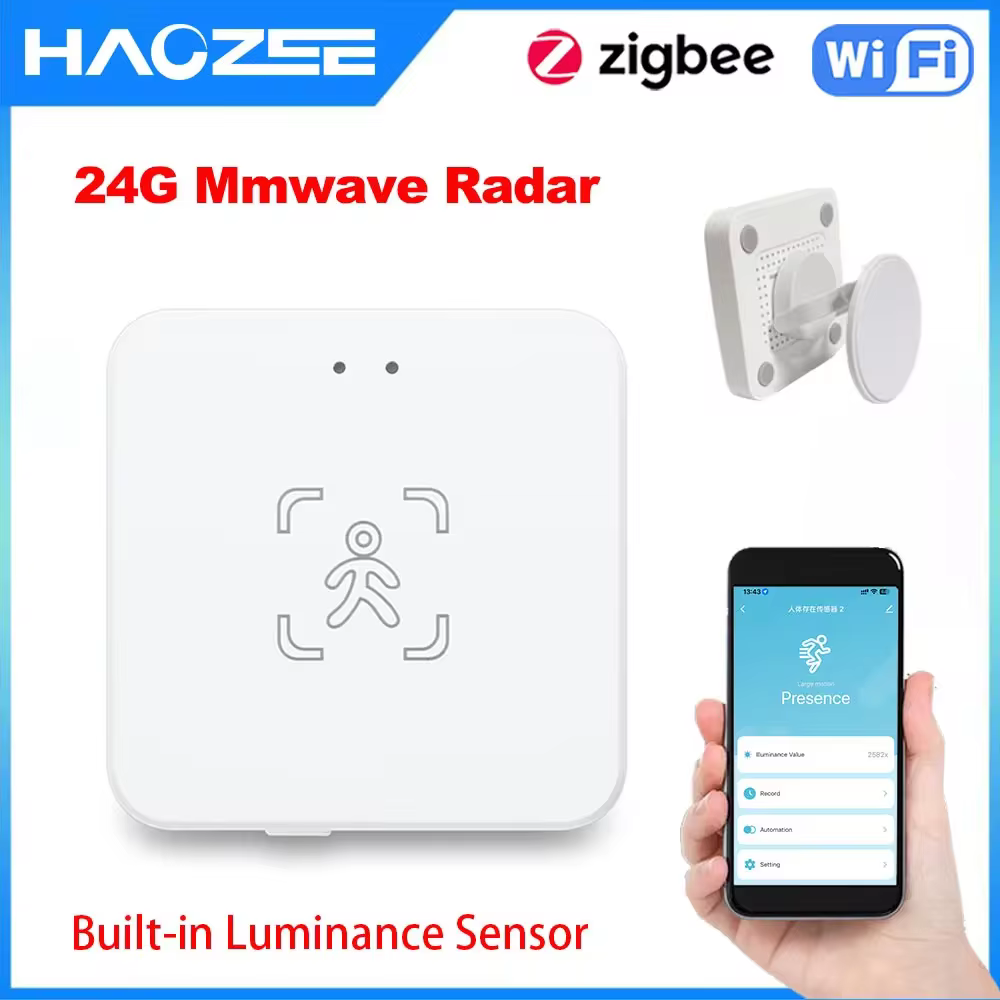 מגלה נוכחות אנושית Zigbee/Wifi של Haozee 24G עם חיישן PIR חכם לגוף האדם, חיישני תנועה ותמיכה בבית