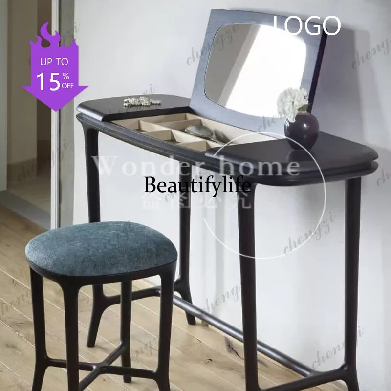 P41 Medieval solid wood dresser Italian minimalist creative makeup table bedroom new dresser flip table