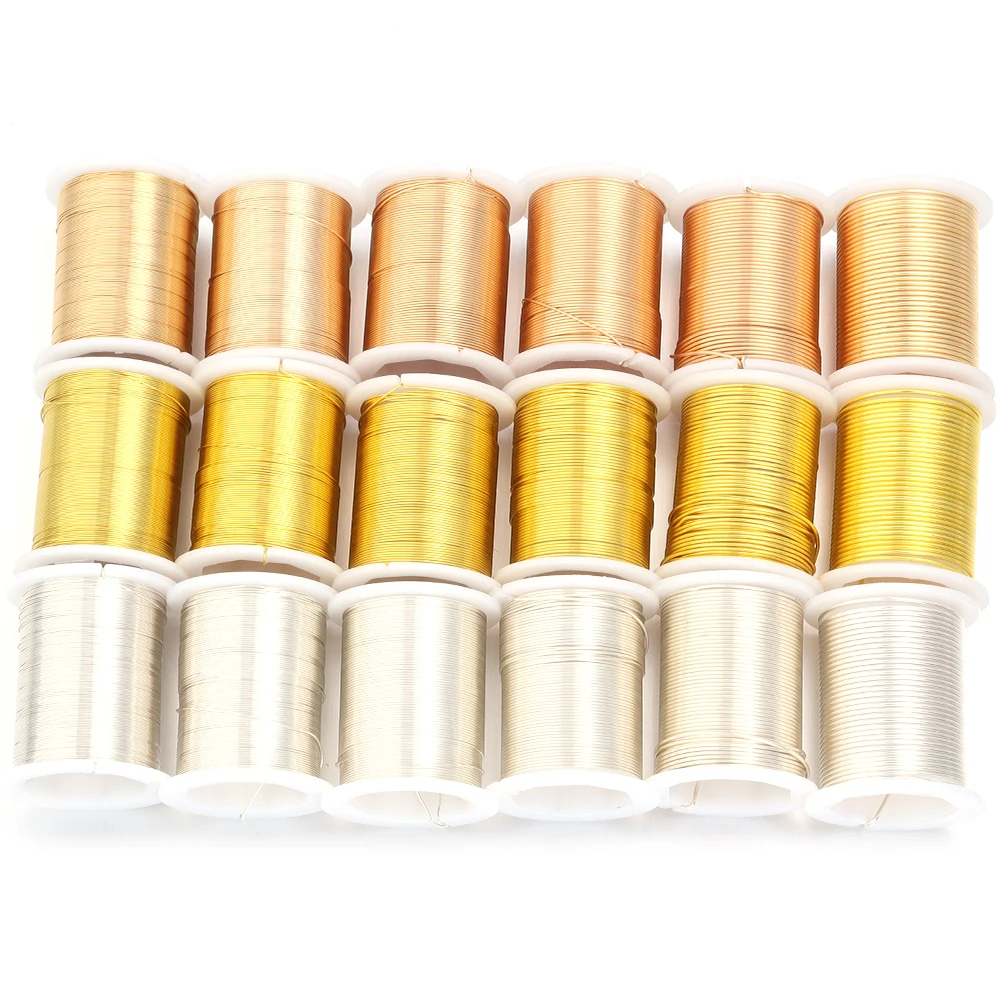 1Roll Gold Color Copper Wire 0.3/0.4/0.5/0.6/0.7/0.8/1.0mm Beading Cord DIY for Jewelry Making Accessories Wholesale