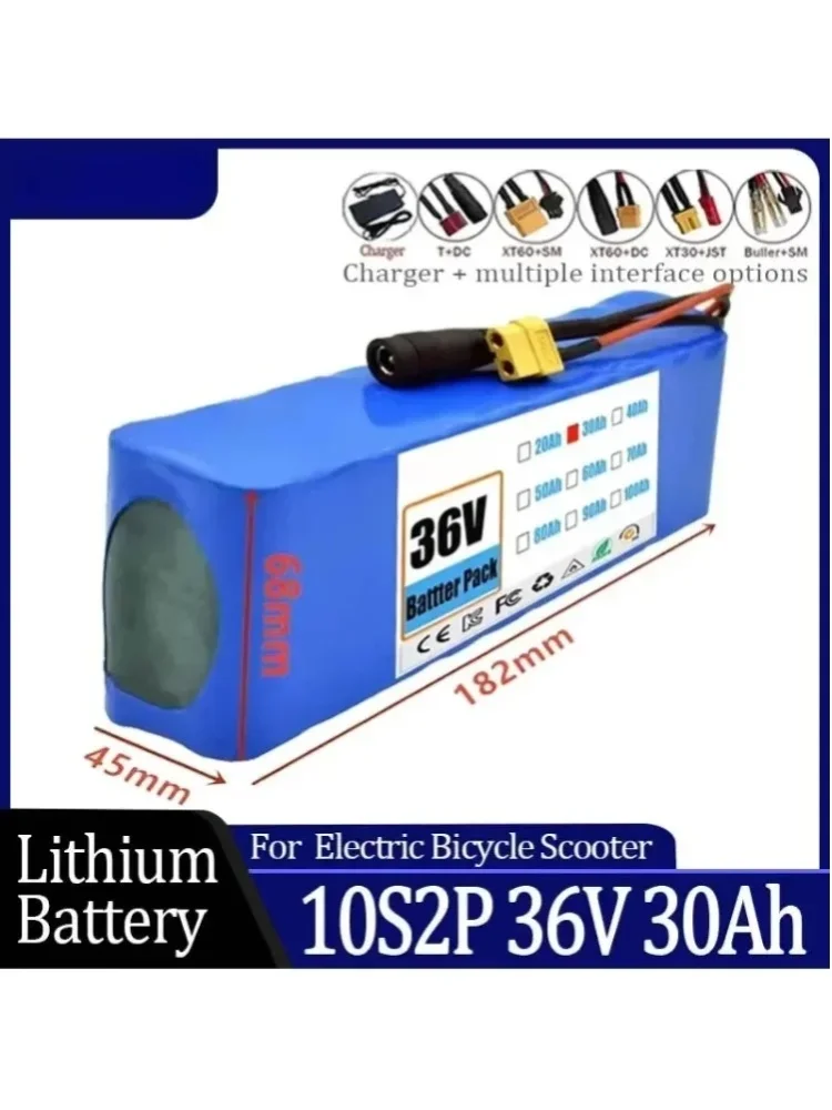 10S2P 36V 30000mAh 18650 Lithium-Ionen-Akku 1000W Hochleistungs- und Hochkapazitäts-36V-Motorrad-Roller-Akku