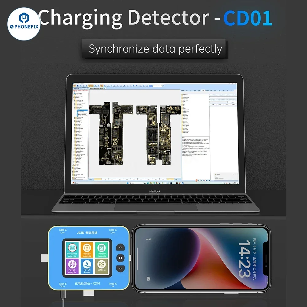 Imagem -02 - Detector de Carregamento Jcid para Uso com Diagnóstico de Falhas de Desenho Inteligente jc Tipo-c Testador de Análise de Porta Relâmpago para Iphone Android