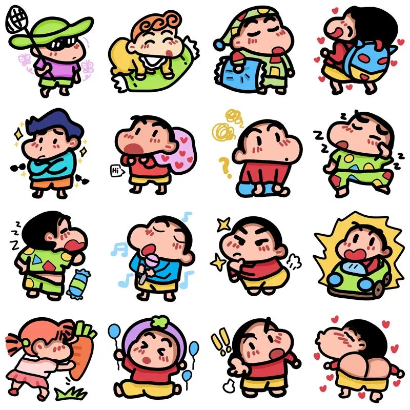 Kawaii Stickers Crayon Shin Chan Diy Cute Cartoon Bean Eye Stickers Periphery Toy  Waterproof Stickers Hand Ledger Decorate Gift