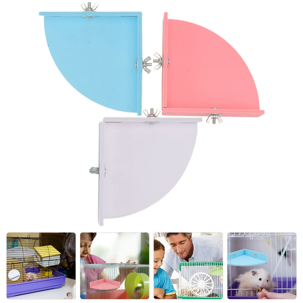 3 pçs plataforma de gaiola de hamster branco pvc forrageamento brinquedos indoor escalada triângulo placas casas para animais de estimação materiais seguros fáceis