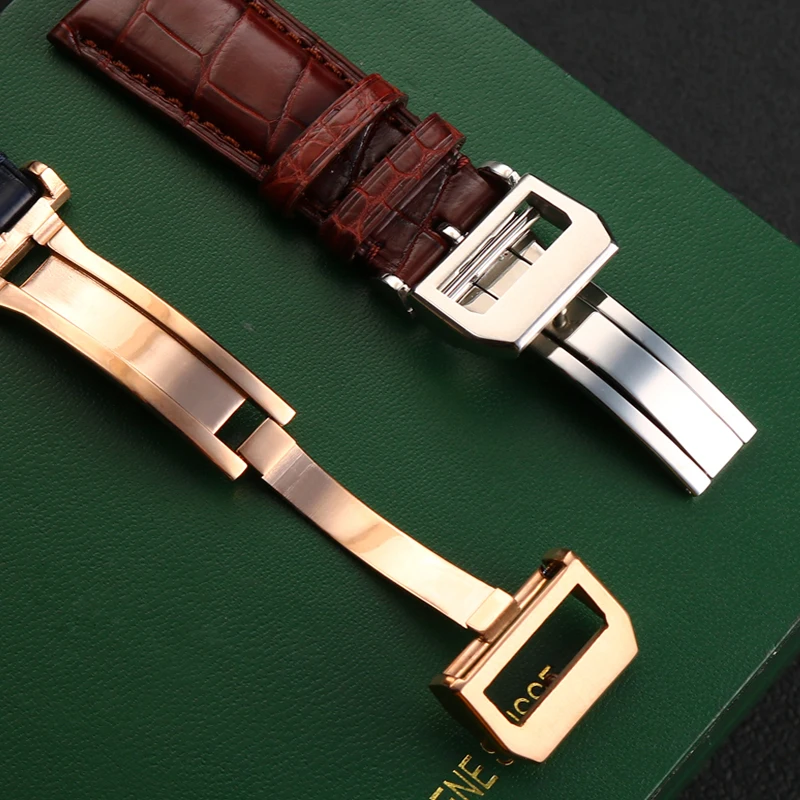 20mm 21mm 22mm Crocodile skin Watch Band Replacement for IWC Portugieser Porotfino Family PILOT\'S Watches Strap Folding Buckle